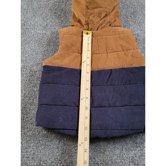Tommy Bahama Infant Hoodie Vest 12M Corduroy Tan Blue Sherpa Lined - Picture 5 of 6